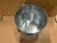 Partij zinc emmers met houten handvat h21,3xø25cm (112x) - afbeelding 2 van  6