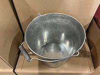 Partij zinc emmers met houten handvat h21,5xø25,5cm (720x) - afbeelding 2 van  3
