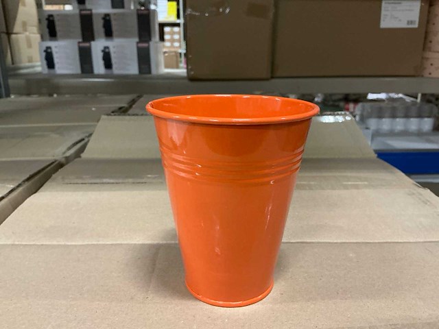 Partij zinc pot h12,5cm without handle, orange (600x) - afbeelding 1 van  6