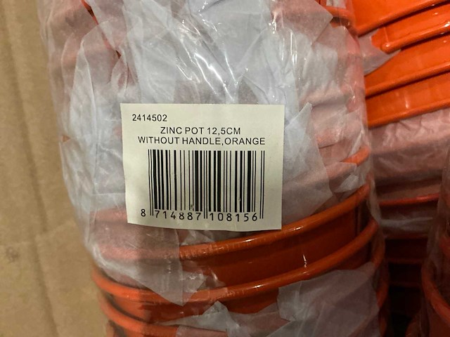 Partij zinc pot h12,5cm without handle, orange (600x) - afbeelding 5 van  6