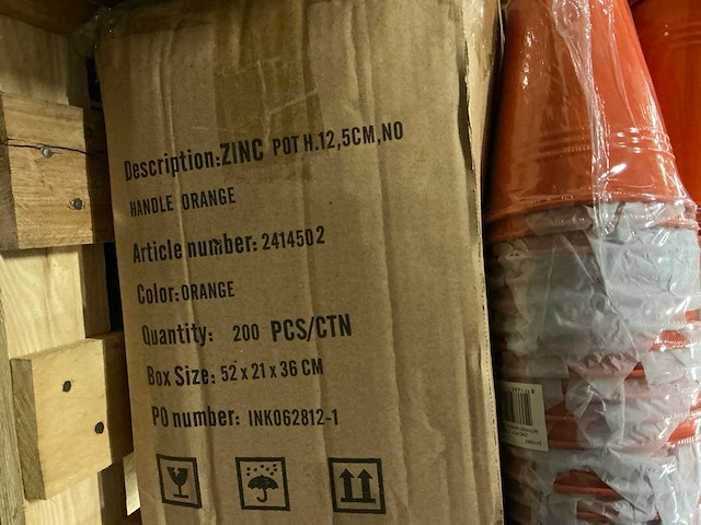 Partij zinc pot h12,5cm without handle, orange (600x) - afbeelding 6 van  6