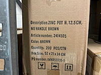 Partij zinc potten h12,5cm without handle brown (2000x) - afbeelding 5 van  6