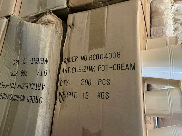 Partij zinken potten cream h8,5xd8,5cm (3750x) - afbeelding 4 van  6