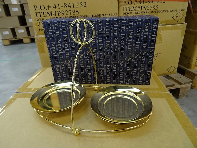 Partylite - p92785 - gold mix & mingle double jar display stand (144x) - afbeelding 1 van  4
