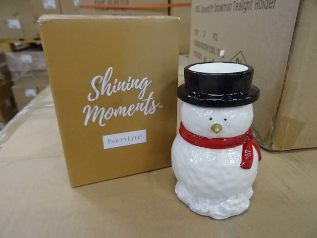 Partylite - p93782 - snowdrift snowman tealight holder (48x) - afbeelding 1 van  3