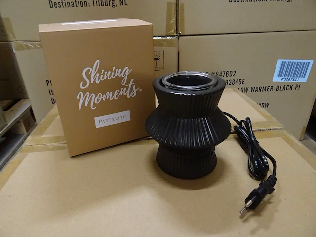 Partylite - p93845e - scentglow warmer - black pinstripes (216x) - afbeelding 1 van  5