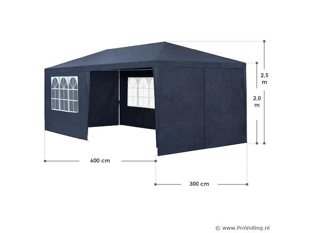 Partytent 3 x 6m blauw - afbeelding 9 van  13