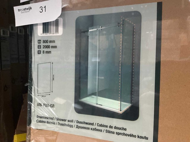 Pasa mb-p80-cr douche zijwand 80cm - afbeelding 2 van  4