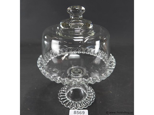 Pasabahce patisserie kristallen taartplateau met stolp - afbeelding 1 van  5