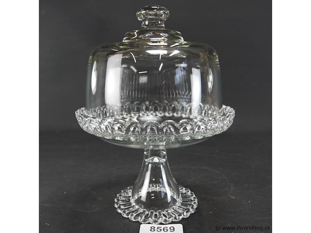 Pasabahce patisserie kristallen taartplateau met stolp - afbeelding 2 van  5