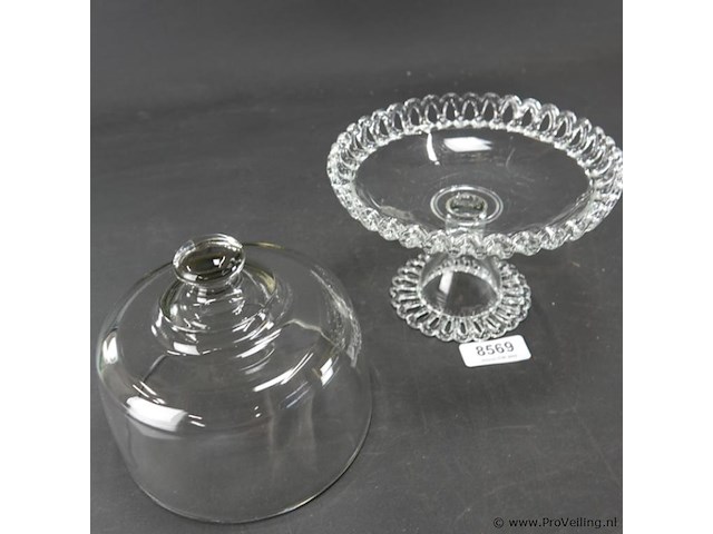 Pasabahce patisserie kristallen taartplateau met stolp - afbeelding 3 van  5