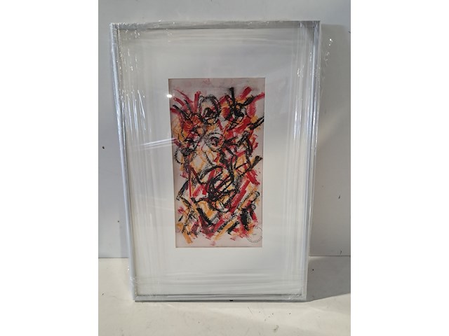 Pastel op papier, theo wolvecamp, abstracte compositie "cobra" - afbeelding 1 van  6