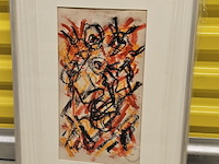 Pastel op papier, theo wolvecamp, abstracte compositie "cobra" - afbeelding 2 van  6