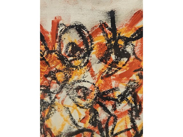 Pastel op papier, theo wolvecamp, abstracte compositie "cobra" - afbeelding 3 van  6