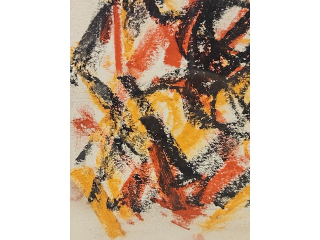 Pastel op papier, theo wolvecamp, abstracte compositie "cobra" - afbeelding 4 van  6