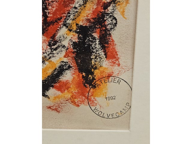Pastel op papier, theo wolvecamp, abstracte compositie "cobra" - afbeelding 5 van  6