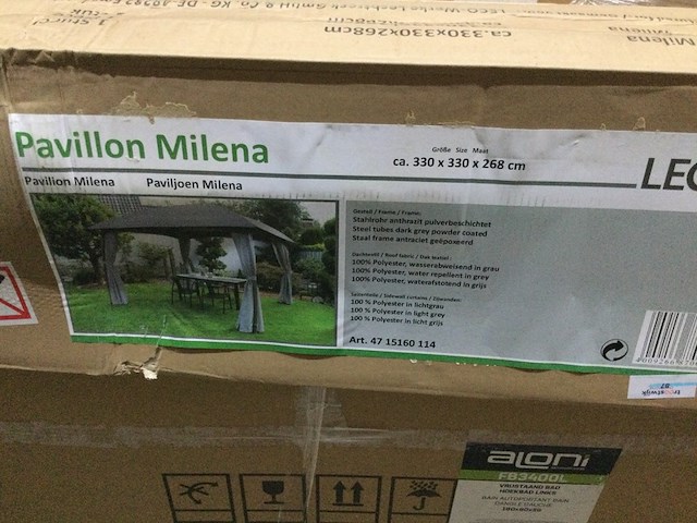 Paviljoentent 330x330 cm, leco, milena, grijs - afbeelding 2 van  2