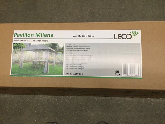 Paviljoentent 330x330x268 cm leco, milena, licht grijs - afbeelding 3 van  5