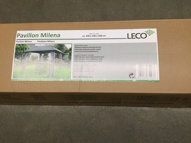 Paviljoentent 330x330x268 cm leco, milena, licht grijs - afbeelding 3 van  5