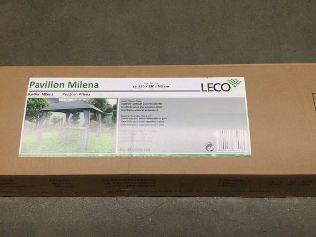 Paviljoentent 330x330x268 cm leco, milena, licht grijs - afbeelding 3 van  5