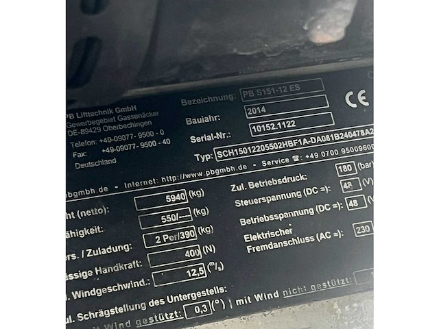 Pb - 2014 - s151-12es - hoogwerker - schaarlift werkhoogte 15,7m - afbeelding 5 van  5