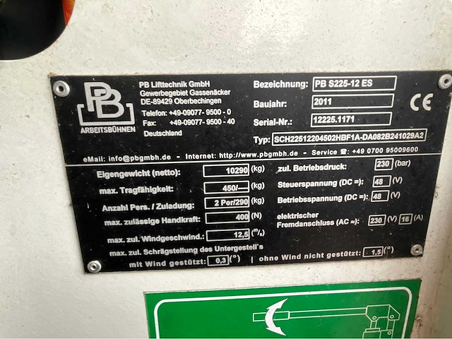 Pb - s225-12es - hoogwerker werkhoogte 22,5 meter, bj 2011 - afbeelding 3 van  34