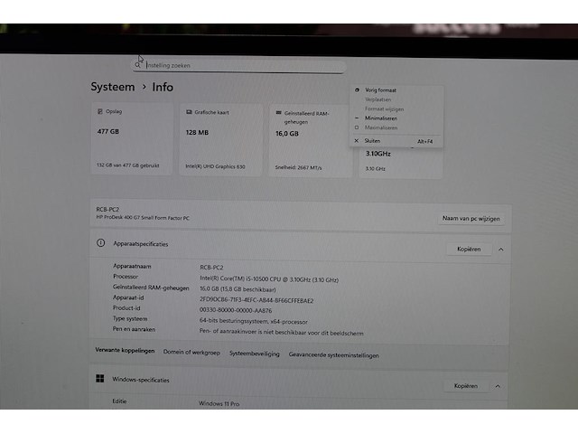 Pc configuratie hp prodesk 400 g& small form factor pc met twee beeldschermen iiyama prolite xb2483hsu, toe... - afbeelding 3 van  3