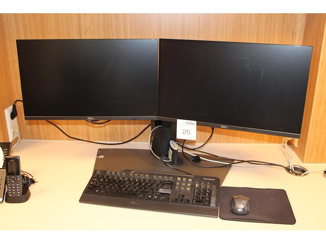 Pc opstelling dell optiplex 7070 ultra met statief met 2 dell schermen, toetsenbord en muis. i5 processor,... - afbeelding 1 van  2