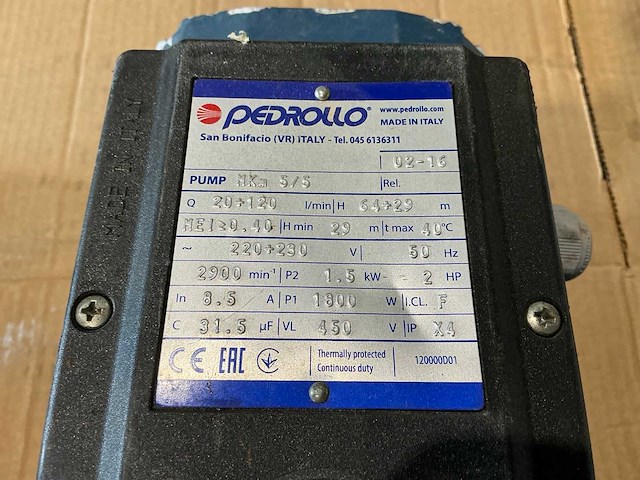Pedrollo mk5 meertraps centrifugaalpomp - afbeelding 4 van  5