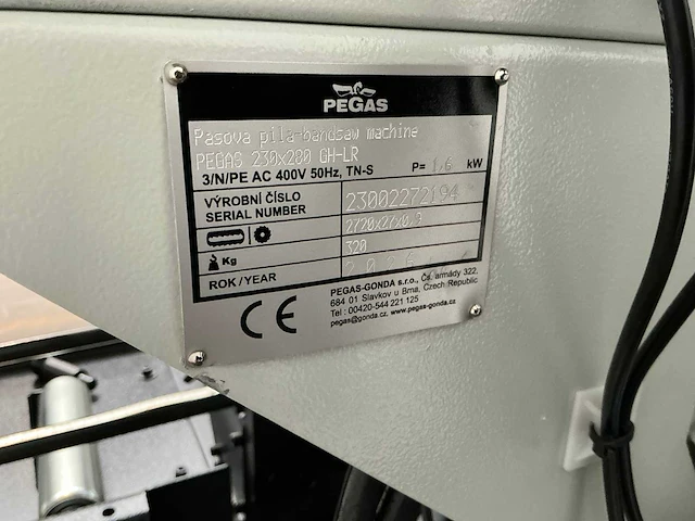 Pegas-gonda - 2026 - 230x280 gh-lr - metalen horizontale bandzaagmachine - afbeelding 2 van  12