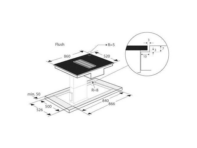 Pelgrim ikr2083rvs inbouw inductiekookplaat met geïntegreerde afzuiging - afbeelding 2 van  2