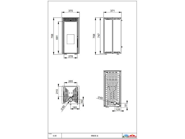 Pelletkachel - bronpi, free-6 zwart - zonder elektra - afbeelding 3 van  4