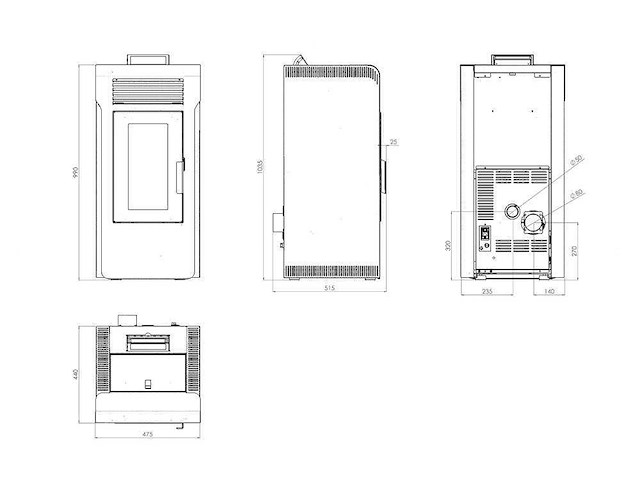 Pelletkachel extra stove, eses11 bordeaux - vrijstaand - afbeelding 2 van  3