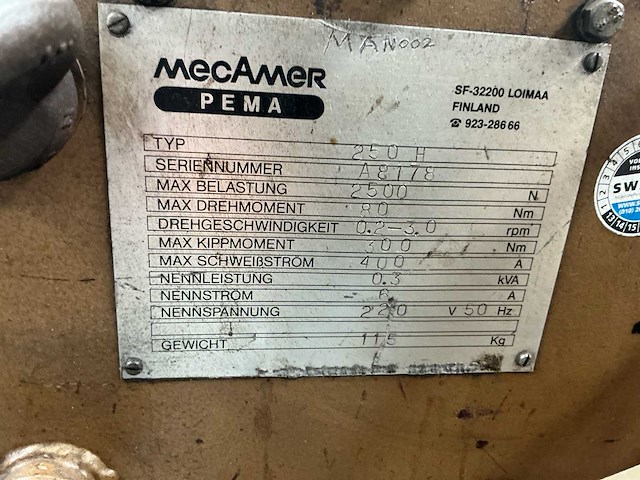 Pema - 250h - laspositioneerder (250 kg capaciteit) - afbeelding 2 van  12