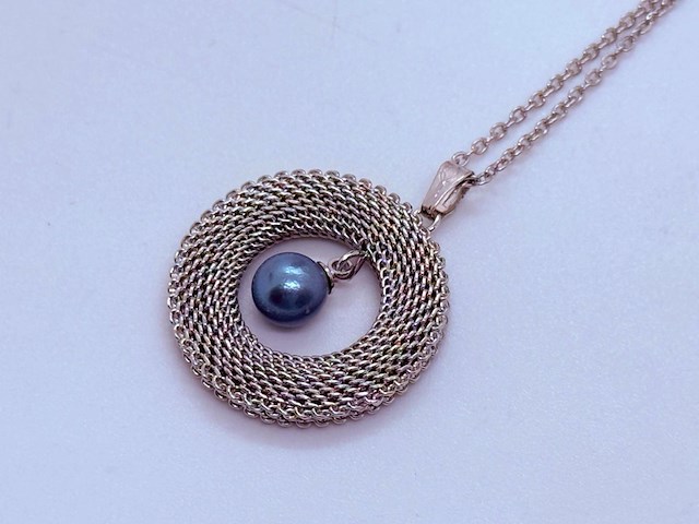 Pendant collier met blauwe akoya parel - afbeelding 3 van  6