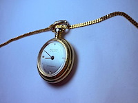 Pendant horloge met ketting - mechanisch met edelstenen accenten - afbeelding 3 van  3