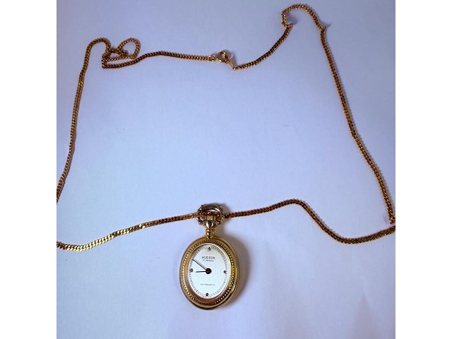 Pendant horloge met ketting - mechanisch met edelstenen accenten - afbeelding 1 van  3