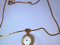 Pendant horloge met ketting - mechanisch met edelstenen accenten - afbeelding 1 van  3