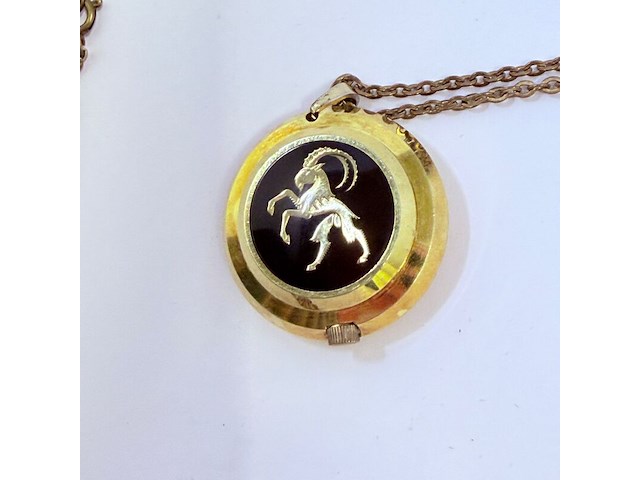 Pendant horloge met voorstelling van steenbok - mechanisch - afbeelding 4 van  4