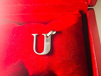 Pendant staal met .750 goud. - afbeelding 1 van  5