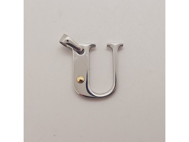 Pendant staal met .750 goud. - afbeelding 1 van  3