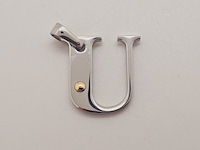 Pendant staal met .750 goud. - afbeelding 1 van  3