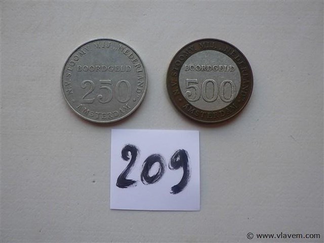 Penningen boordgeld amsterdam - 250 en 500 - afbeelding 1 van  3