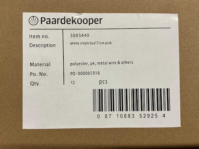 Peony single bud 71cm pink (12x) - afbeelding 3 van  3