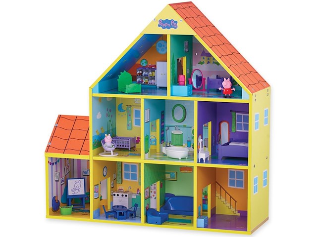Peppa pig groot houten speelhuis - afbeelding 1 van  4