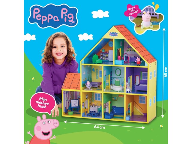 Peppa pig groot houten speelhuis - afbeelding 4 van  4