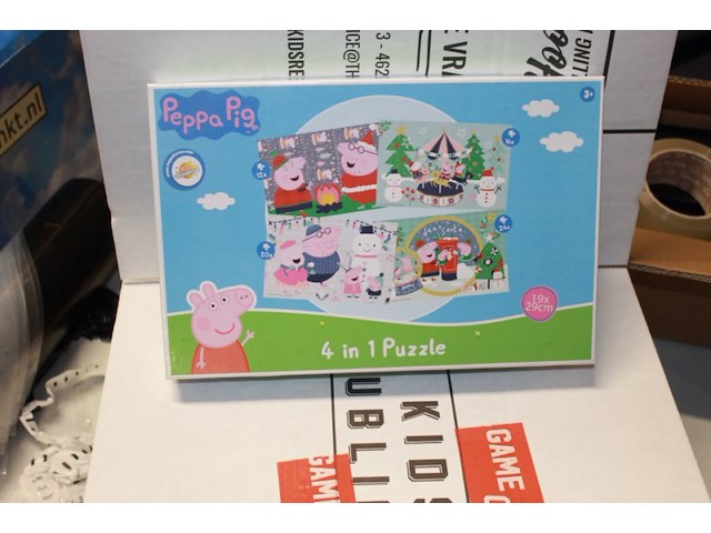 Peppa pig kerst puzle 4 delig 1 doos - afbeelding 2 van  3