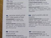 Perel design ventilator met usb aansluiting aantal 1 stuks. - afbeelding 3 van  5