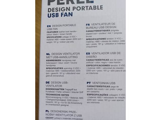 Perel design ventilator met usb aansluiting aantal 1 stuks. - afbeelding 3 van  5