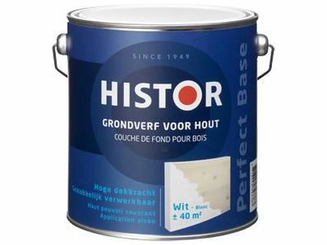 Perfect base grondverf voor hout 2,5 liter, histor, wit - afbeelding 2 van  2